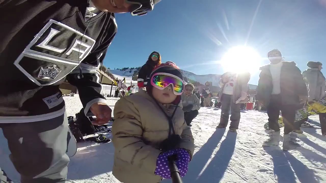 Two year old snowboarding for first time YouTube