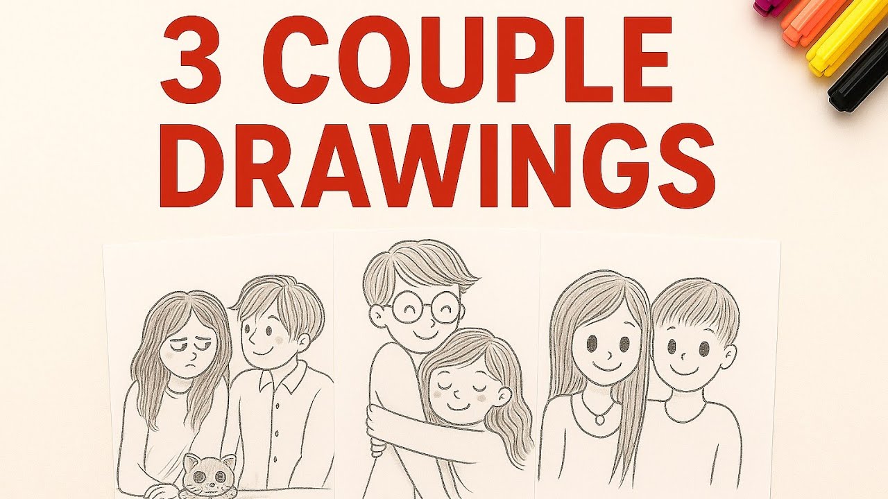 How to Draw 3 Simple Couple Sketches - YouTube