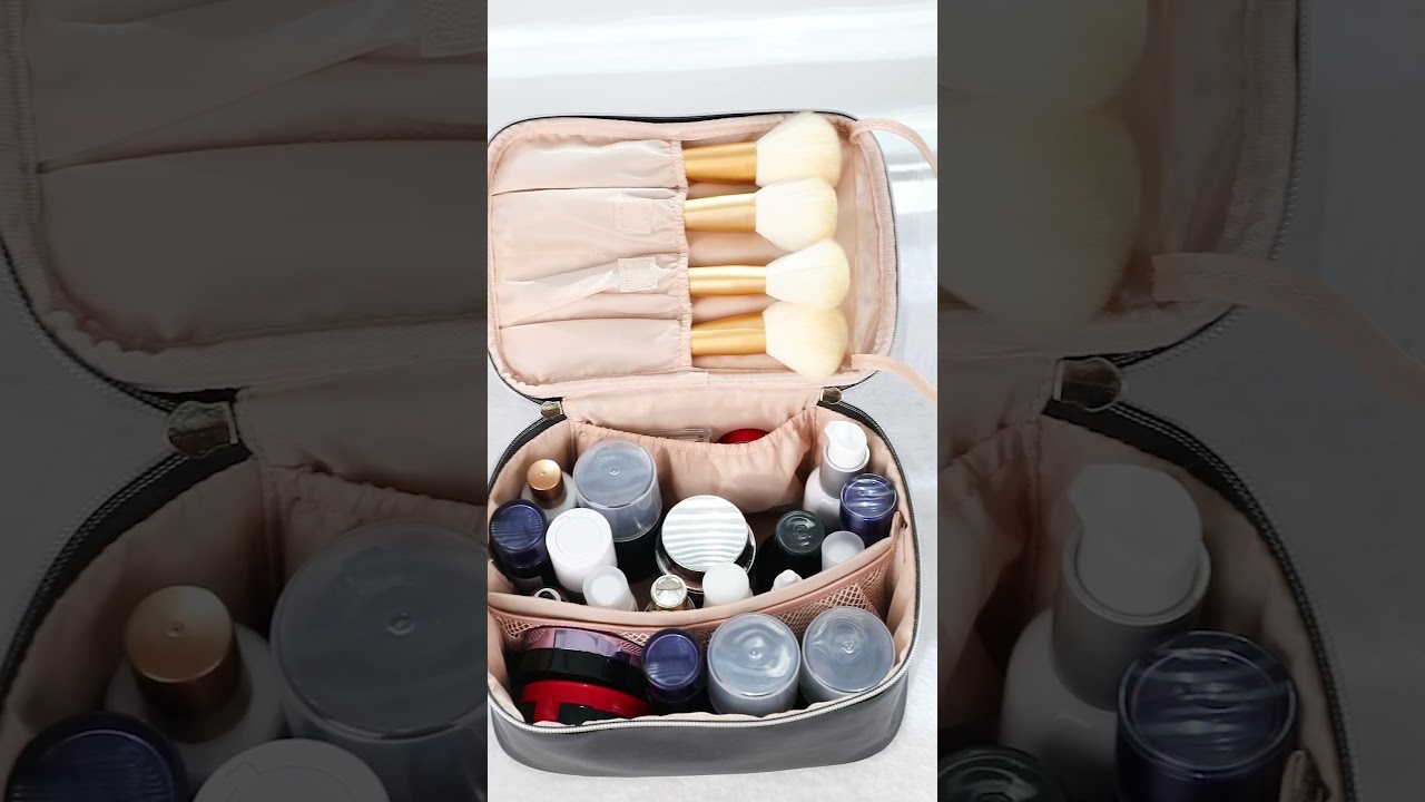 Large Single Layer Saffiano Black Cosmetic Bag