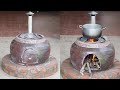 Build A Creative Wood Stove From Broken Iars And Cement