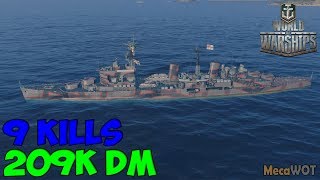 World of WarShips | Belfast | 9 KILLS | 209K Damage - Replay Gameplay 1080p 60 fps