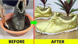 Super idea Make Flower Pot from Old Shoes - Awesome Cement Craft idea