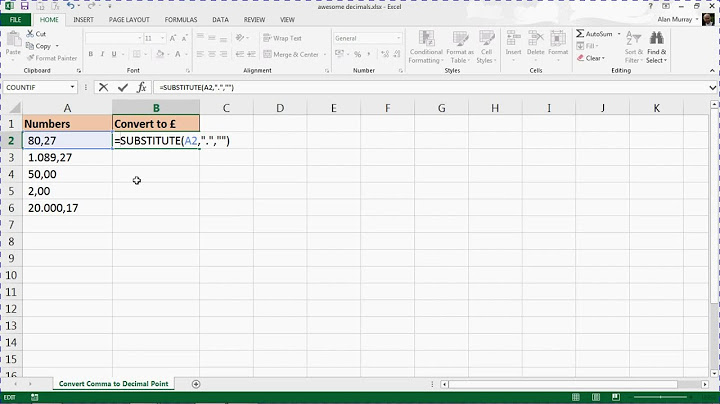 Convert Comma to Decimal Point in Excel