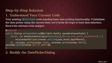 Disable Future Dates in MyCalendar DialogFragment for Android Development