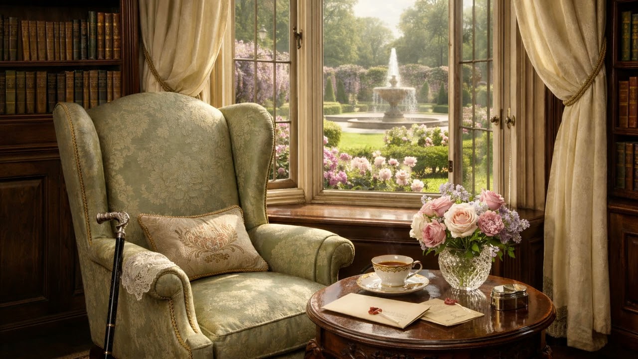 Violet’s Garden Window 🌸🕯️ | Downton Abbey Music & Reading Nook Ambience