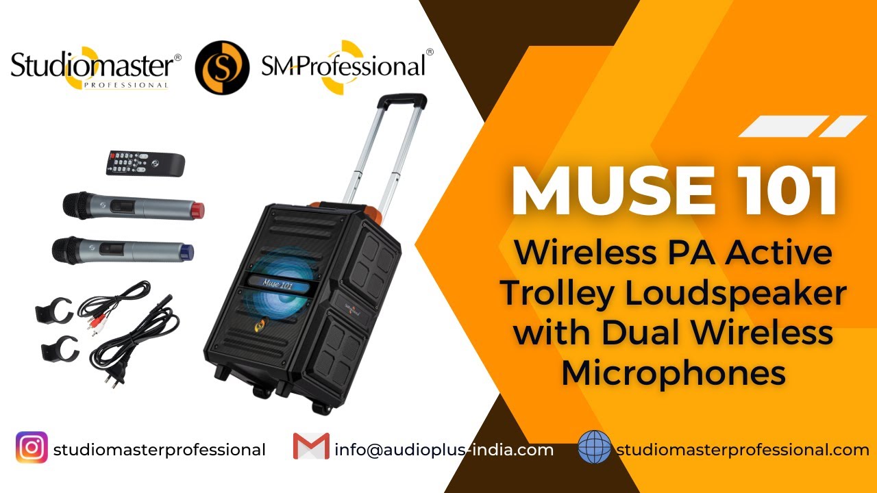 MUSE 101 Loud & Portable Active Trolley #Loudspeaker with Dual  #WirelessMicrophones and more - YouTube