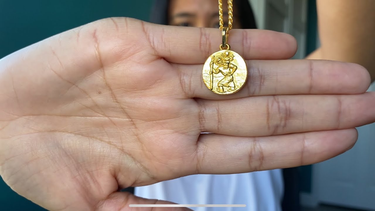 24k Mene St. Christopher pendant on 3.2mm 22k Miami Cuban link chain (1 year & 2 months update)