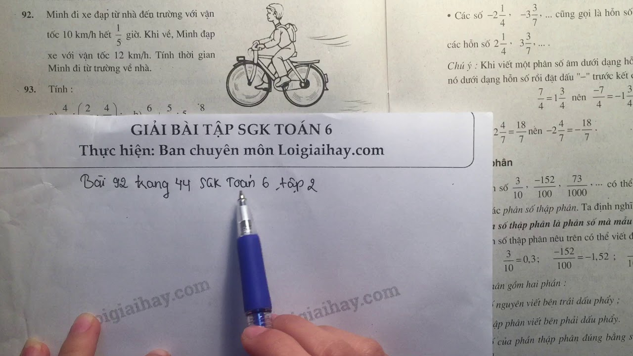 Giải Bai 92 Trang 44 Sgk Toan 6 Tập 2 Youtube