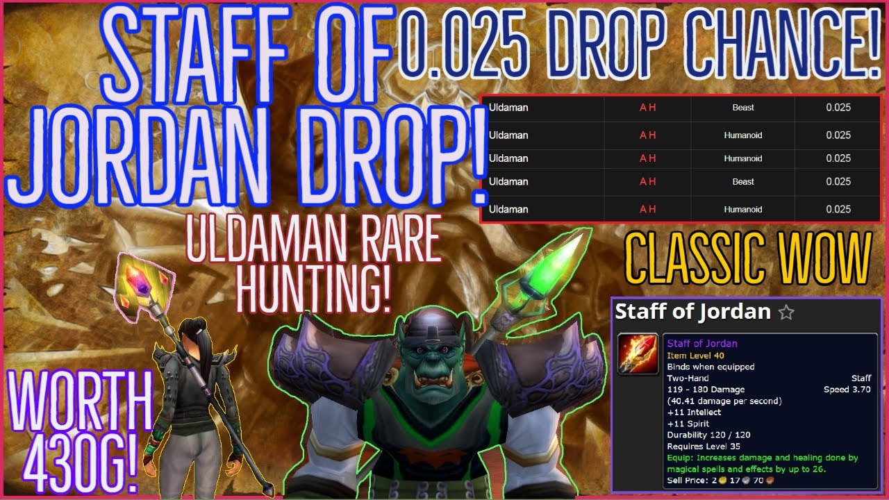 | OF JORDAN DROP!!! | Worth 430g! | Uldaman Rare Hunting | 0.025% DROP CHANCE! - YouTube