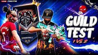 FREE FIRE LIVE🚩1VS2 GUILD TEST WITH ID REACTION 😈 CUSTOM ROOM LIVE🔴#freefirefun #guildtest #freefire