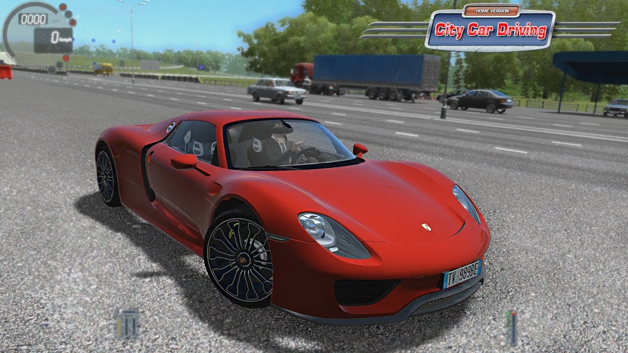 Porsche city car driving