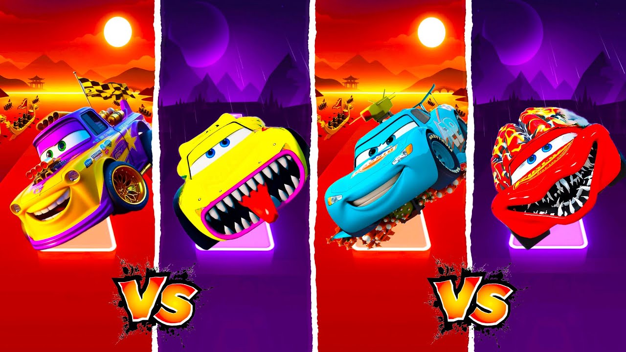 Lightning Mcqueen Car vs Mcqueen Eater in Tiles Hop EDMRush🎶