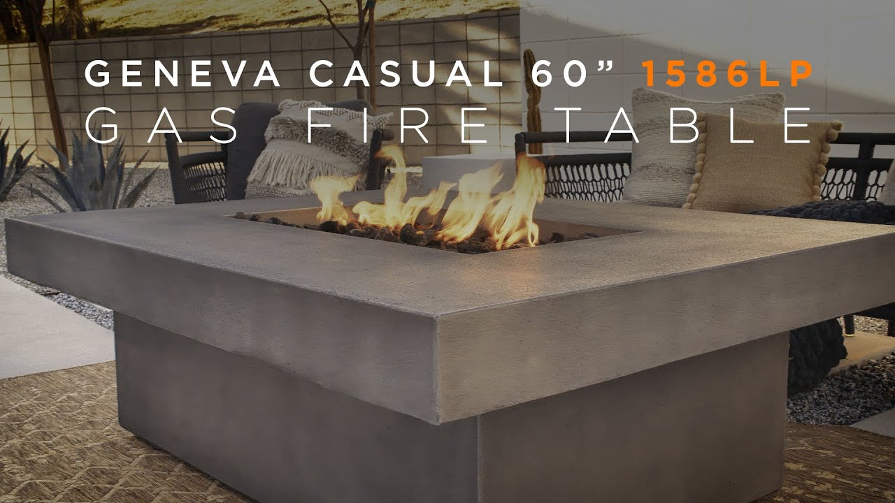 Geneva 60 Rectangle Fire Pit Table With Hidden Propane Tank