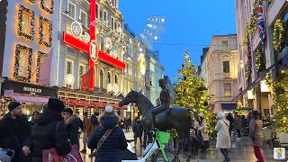 [4K]🇬🇧London Christmas Walk🎄🧑‍🎄Piccadilly & Bond St.✨🎀 Afternoon Tea at Fortnum & Mason🫖🍰 Dec. 2022