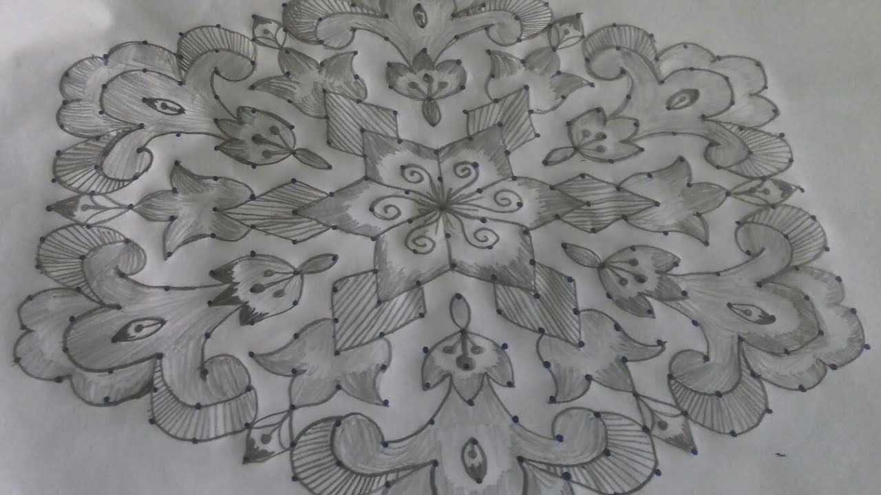 simple&easy flower rangoli designs with21×11 dots||daily kolams||festivals chukkala muggulu||rangoli