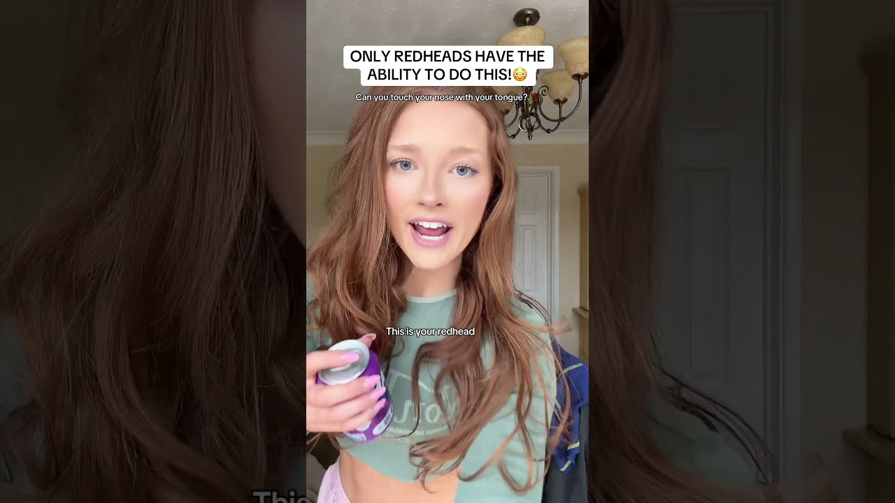 ONLY REDHEADS HAVE THE ABILITY TO DO THIS! 😳 CAN YOU TOUCH YOUR TONGUE TO YOUR NOSE? #fyp #redheads