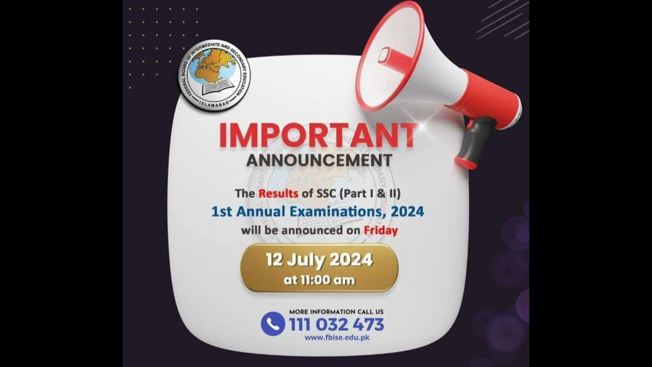 FBISE SSC-II Result | FBISE class 10 1st Annual Result  Date 