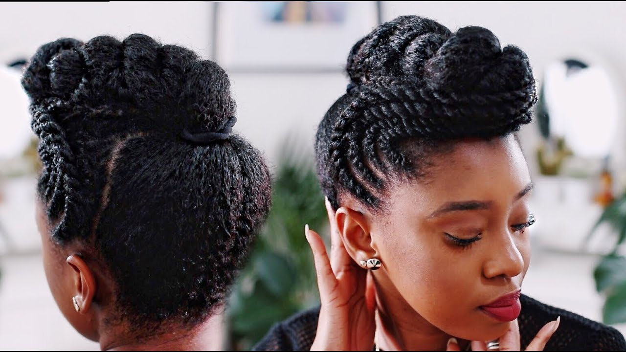 SUMMER READY! Flat Twist Pompadour on Natural Hair - YouTube