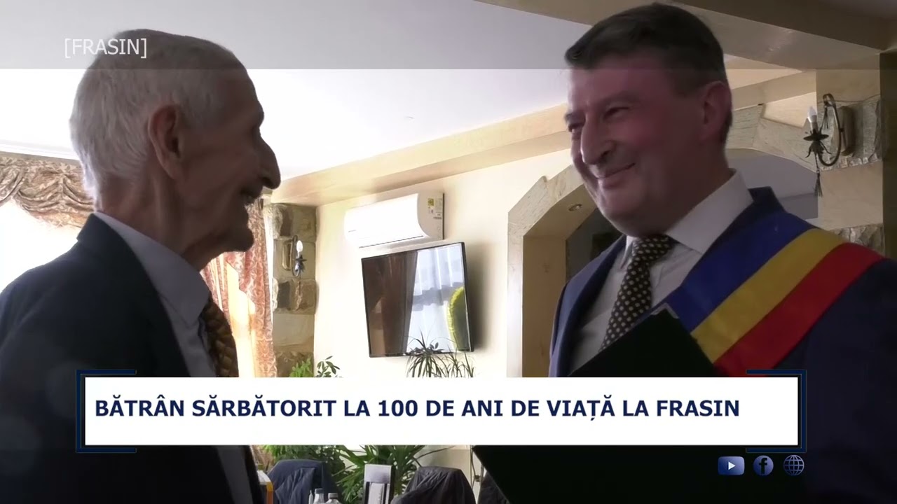BĂTRÂN SĂRBĂTORIT LA 100 DE ANI DE VIAȚĂ LA FRASIN