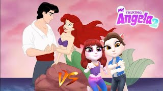 My Talking Angela 2 vs Ariel | Little Mermaid and Prince Eric 😍cosplay