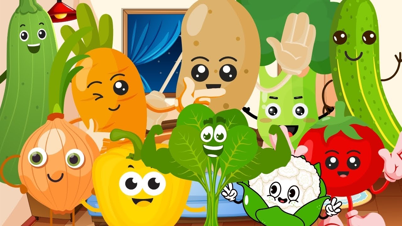 Ten Little Vegetables Jumping on the Bed | Learn Vegetables | Kids Learning Video