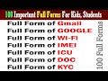 100 Most Important GK Full Forms | Full form General Knowledge | Full Form GK For Kids, Students