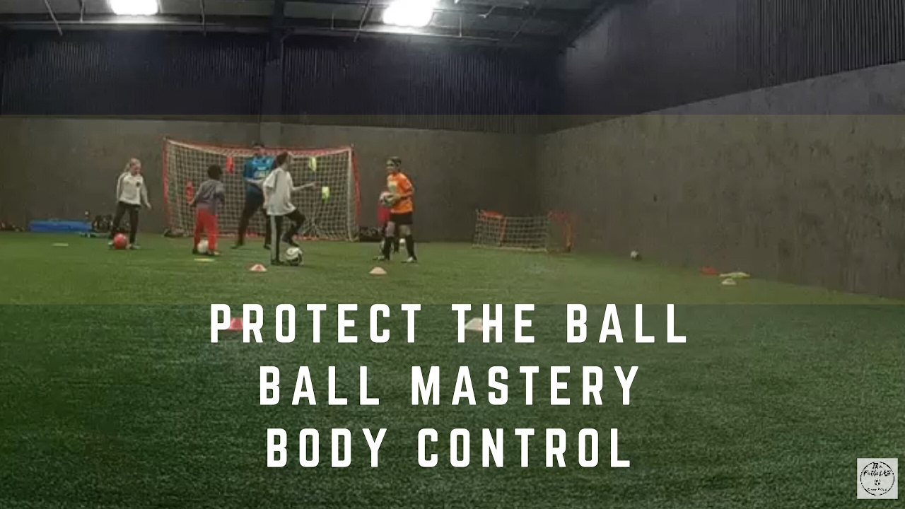 Fun soccer traininggames drills and skills. Protect the ball Body