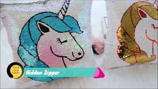 Reversible Color Changing Unicorn Throw Pillow Case