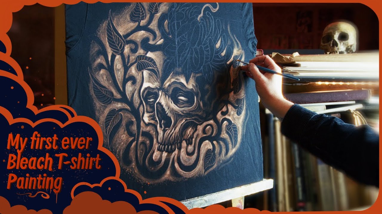 My First Ever Bleach T-Shirt Painting - No Talking - 4k