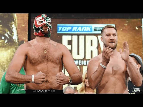 "Get the steel cage out!" Tyson Fury and Otto Wallin exchange words on stage during face off