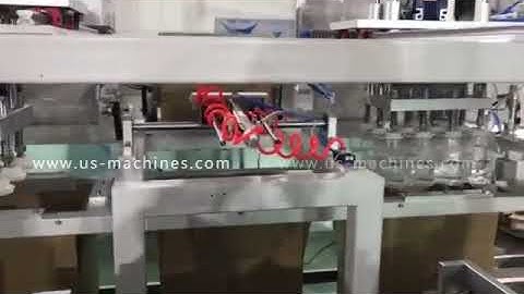 Pet bottle jar robot hands picking up type sorting feeding cartoning machine encasing line