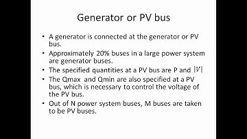 Bus Classifications for load flow analysis