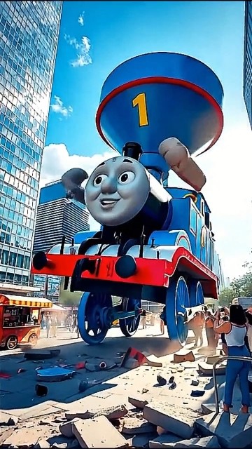 Aksi Kereta Api Thomas Raksasa~Giant Thomas the Train Action🚂✨🚃😊