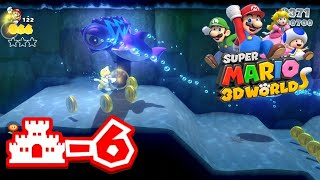 Castle-6 Rammerhead Reef - All Star & Stamp 100% Gameplay Walkthrough - Super Mario 3D World