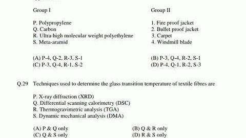 #Gate TF question paper 2018 #Textile Engineering and Fibre Science
