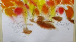 Fall colors on wet paper