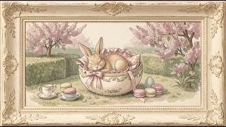 Sleeping Easter Bunny in Vintage Garden frame tv art 4k with music | tv screensaver screenshot 5