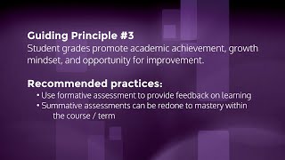 Secondary T&L: Standards Based Grading – Guiding Principle #3 Profile