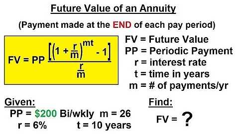 Business Math - Finance Math (10 of 30) Future Value of an Annuity (End of Pay Period)