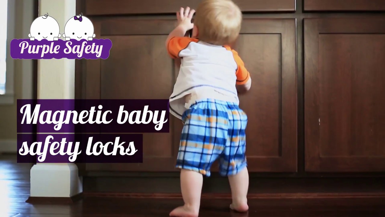Purple Safety Magnetic Baby Safety Locks For Cabinets Drawers