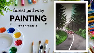 Forest pathway painting/ easy acrylic painting for beginners #acrylicpainting