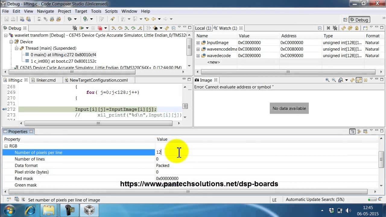 Wavelet Transform using TMS320C6745 DSP