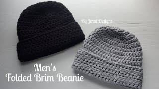Crochet Pattern Tutorial: Men's Folded Brim Beanie Hat