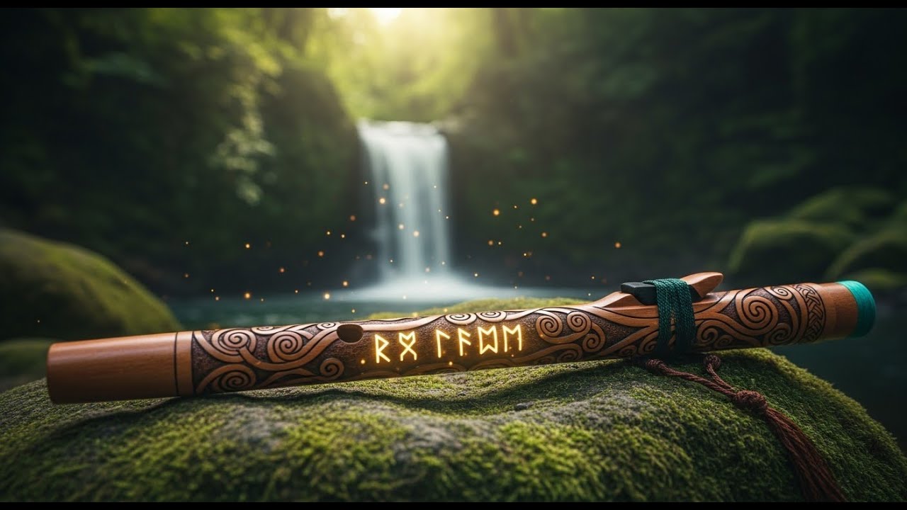 Awaken inner calm: Flute music echoing through a mystical ancient forest