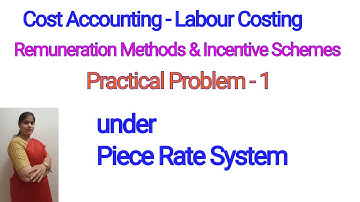 Cost Accounting - Practical problem | Piece Rate System | For B.COM,BBM,BBA