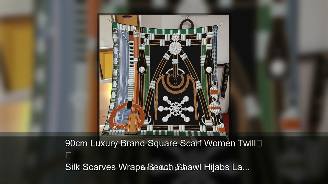 90cm Luxury Brand Square Scarf Women Twill Silk Scarves Wraps Beach Shawl Hijabs Large Bandana