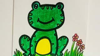 How to draw Frog# Easy to draw Frog with plastic crayons.