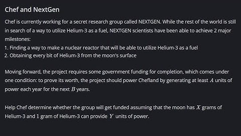 Chef and NextGen Codechef (500 to 800 Difficulty Rating Problems) 