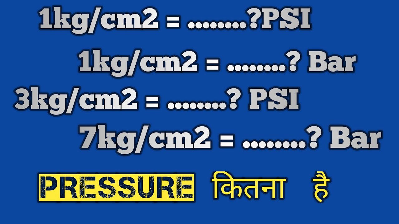Pressure Conversion Chart Bar To Kg Cm2