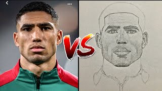 تعلم رسم اللاعب المغربي اشرف حكيمي بطريقة سهلة